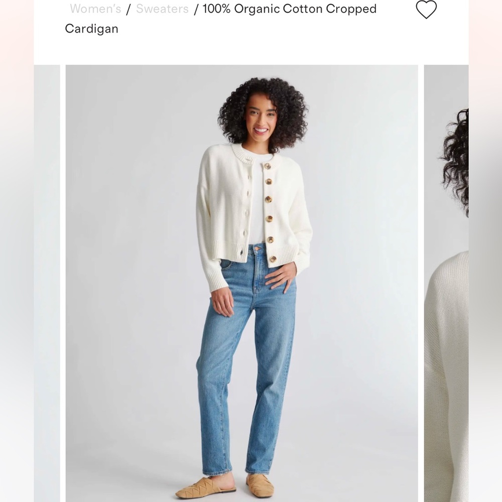 Quince White 100% Organic Cotton Cardigan